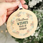 Personalised Wreath Christmas Wooden Decoration, thumbnail 4 of 5