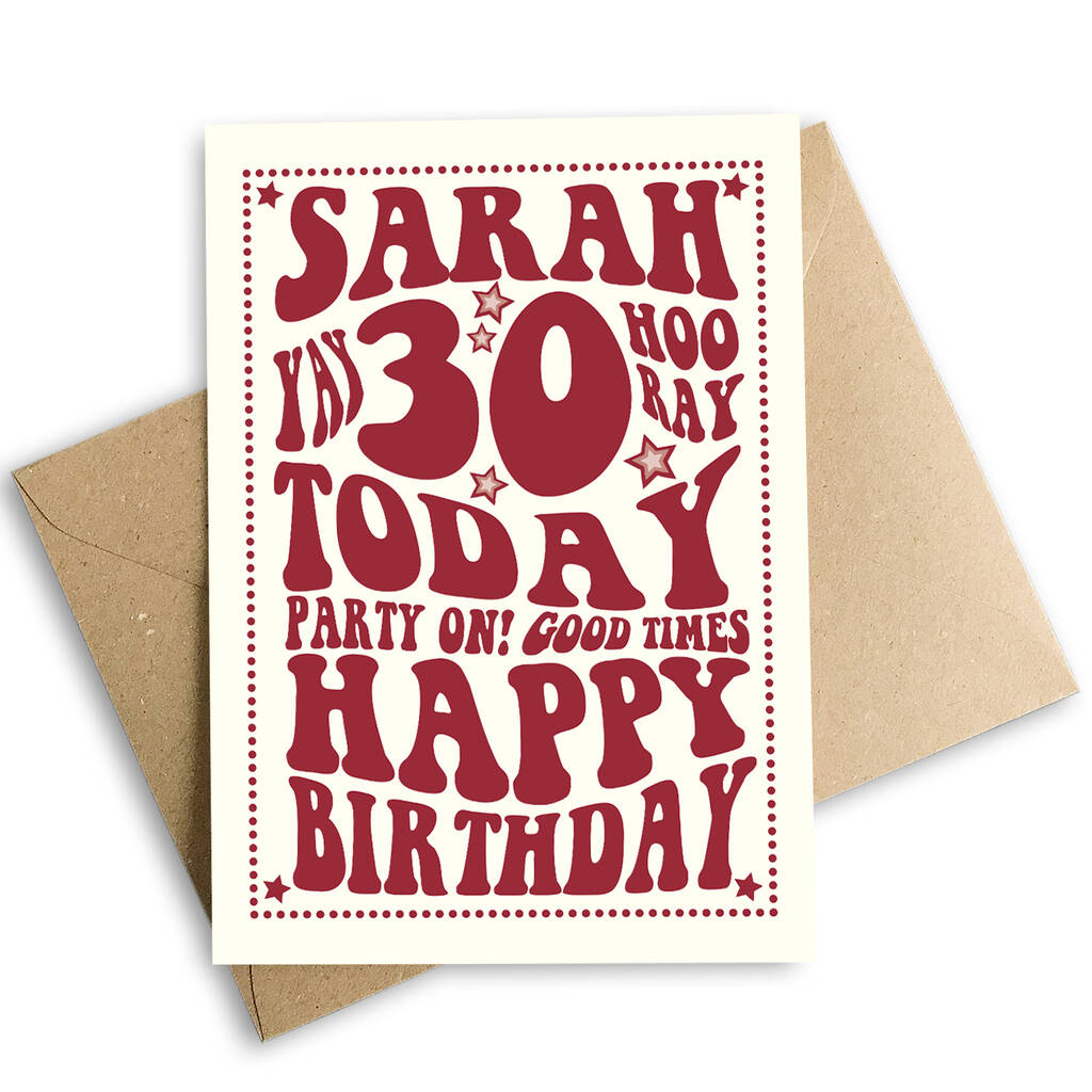 Personalised, Frameable 30th Birthday Card By Mimi & Mae ...