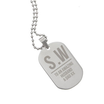 Personalised Initials Stainless Steel Dog Tag Necklace, 4 of 6