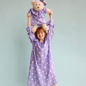 Louise Girls Nightdress Set With Matching Teddy Bear, 4 of 5