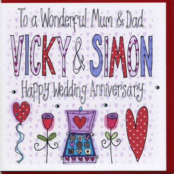 Personalised Mum And Dad Wedding Anniversary Card, 2 of 2