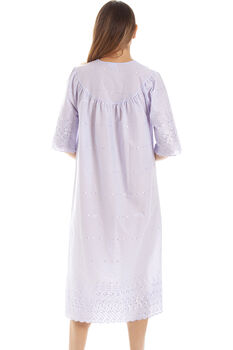 Cotton British Made Lliac Button Front Nightdress, 4 of 5