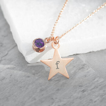 Personalised Rose Gold Star Birthstone Crystal Necklace, 12 of 12