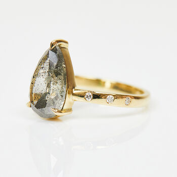 Pear Salt And Pepper Diamond Engagement Ring, 18ct Gold, 3 of 8