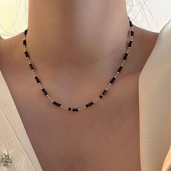 Black Crystal Beaded Mangalsutra Choker Necklace, 3 of 5