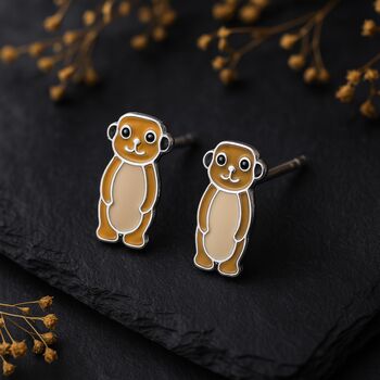 Girls Sterling Silver Meerkat Stud Earrings, 2 of 5