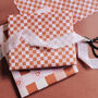 Terracotta Check Gift Wrap Set – Classic Checkerboard And Heart Designs For Romantic And Everyday Gifting, thumbnail 2 of 6