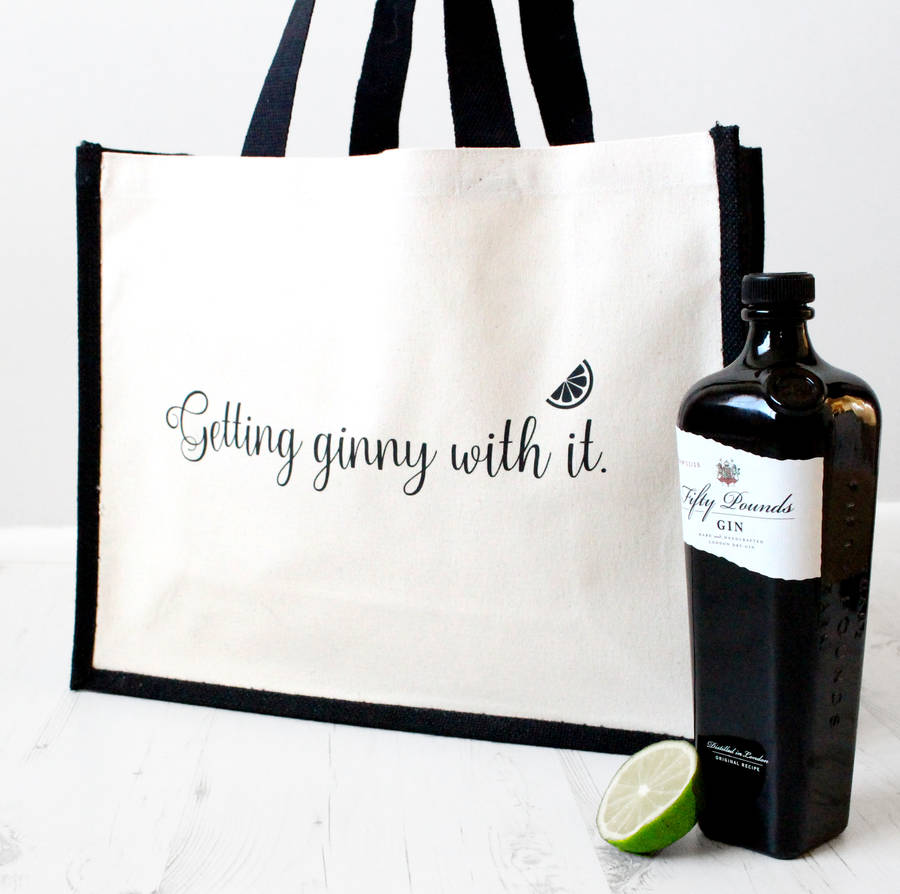 'getting ginny with it' gin tote bag by precious little plum
