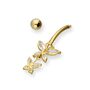 9ct Gold And Double Hanging Clear Cz Butterfly Belly Bar, thumbnail 3 of 4