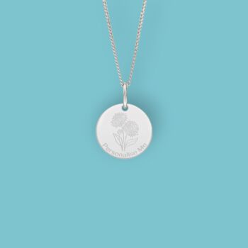 Personalised Chrysanthemum Necklace In Sterling Silver, 3 of 12