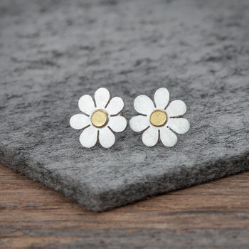 Forget Me Not Earrings In Silver And 18ct Gold, 3 of 5