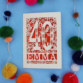 Personalised 40th Birthday Card Papercut Woodland Design, 7 of 12