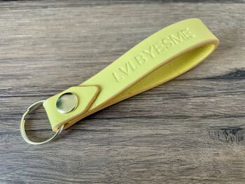 Personalised Embossed Yellow Leather Keyring, 10 of 12