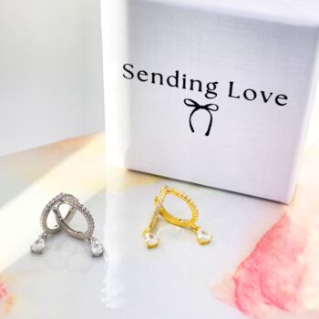 Teardrop Crystal Hoop Earrings Gold Silver Gift For Her, 6 of 8