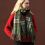 Green Traditional Check Heavyweight Scarf, thumbnail 3 of 6