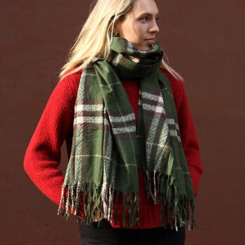 Green Traditional Check Heavyweight Scarf, 3 of 6