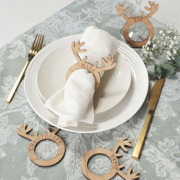 Personalised Reindeer Antler Napkin Rings, 2 of 10