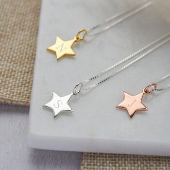 Personalised Rose Gold Mini Star Initial Necklace, 2 of 5