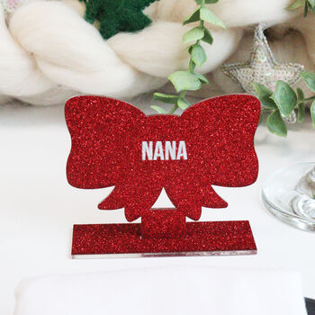 Personalised Red Bow Christmas Place Setting, 3 of 8