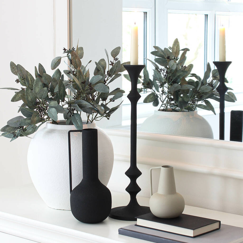 tall black textured candlestick by marquis & dawe