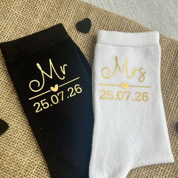 Personalised Mr And Mrs Wedding Day Socks, 3 of 3