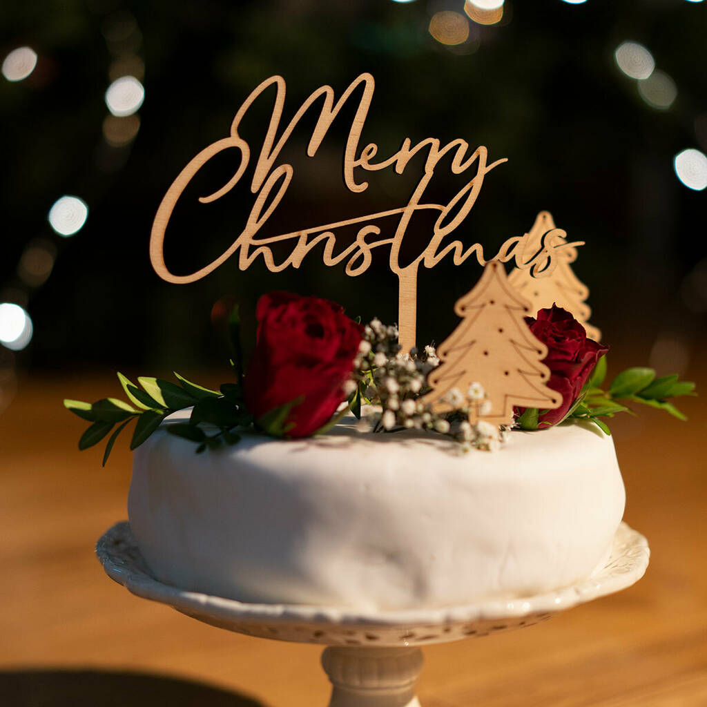 Merry Christmas Cake Topper, 1 of 3