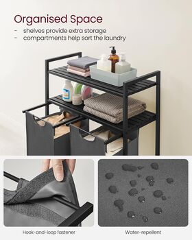 Laundry Hamper With Pull Out Bag And Shelves, 3 of 8