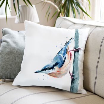 Inky Nuthatch Large Luxury Cushion And Pad, 2 of 4