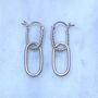 Sterling Silver Double Hoop Rope Edged Oval Earrings, thumbnail 4 of 6