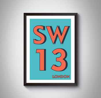 Sw13 Barnes, London Postcode Typography Print, 3 of 10