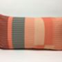 Combed Stripe Cushion, Coral, Peach + Grey, thumbnail 5 of 5