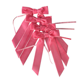 Popping Pink Velvet Napkin Bows Set Of Four, 3 of 5