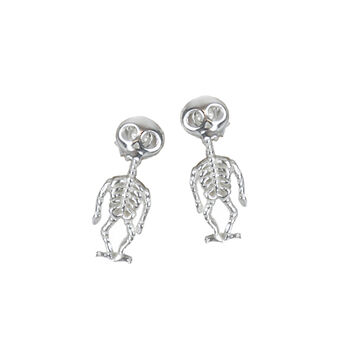 Halloween Sterling Silver Skeleton Stud Earrings, 3 of 6