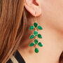 Emerald Leaf Style Gold Plated Silver Drop Earrings, thumbnail 3 of 9