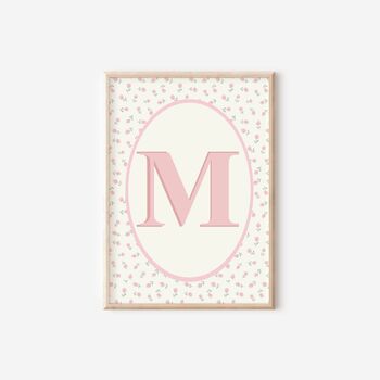 Personalised Girls Nursery Print Set Floral Wall Art Pink Bedroom Decor, 2 of 5