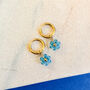 Forget Me Not Flower Charm Huggie Hoop Earrings, thumbnail 1 of 2
