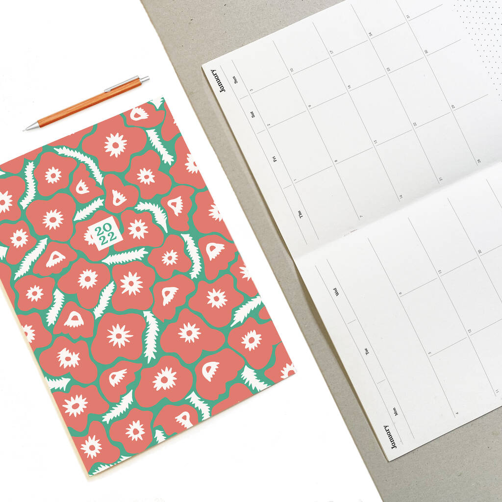 Sale A4 2022 Poppy Print Month To View Diary By Studio Wald ...