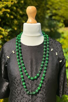 Hand Knotted Silk Bead Necklace Emerald Green, 2 of 5