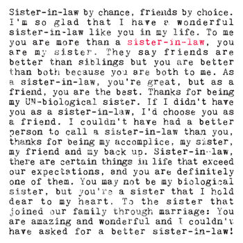 Sister In Law Card, 2 of 4