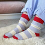 100% Cashmere Bold Light Blue Stripe Socks, thumbnail 3 of 10