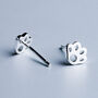 Sterling Silver Paw Print Stud Earrings, thumbnail 3 of 6