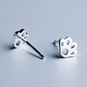 Sterling Silver Paw Print Stud Earrings, 3 of 6