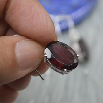 Garnet Earrings: Dangle Drop, Oval, January Birthstone, 9 of 11