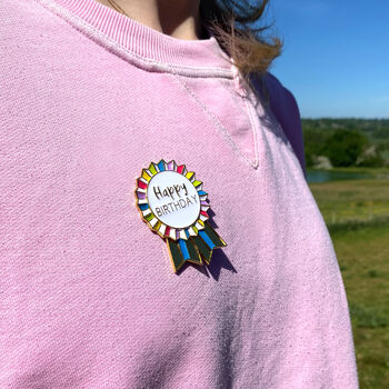 Happy Birthday Enamel Pin Badge, 2 of 3