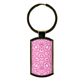 Pink Turkish Flower Millefiori Handprinted Keyring, 2 of 9