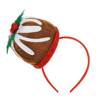 Festive Christmas Pudding Headband Red And Brown Adult Child, 2 of 3