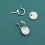 Sterling Silver Genuine White Jade Donut Huggie Hoop Earrings, thumbnail 3 of 11