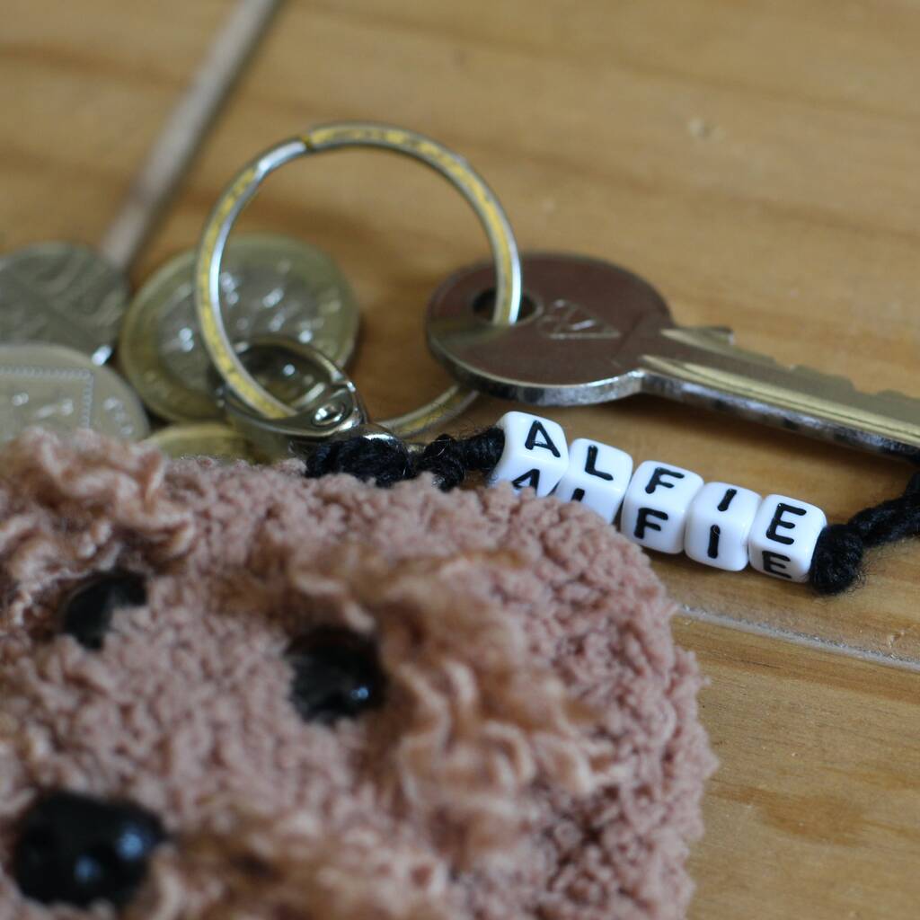 personalised crochet 2d dog face keyring letterbox gift by lovingly