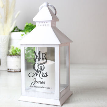 Personalised Mr And Mrs White Lantern, 3 of 4