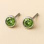Sterling Silver August Peridot Birthstone Stud Earrings, thumbnail 1 of 3
